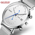 Reloj de pulsera milanesa de acero inoxidable de cuarzo de marca OLEVS, relojes de pulsera con personalidad fresca, reloj impermeable de alta calidad para hombres